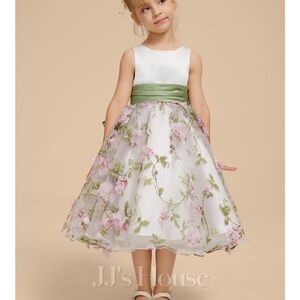 Floral Dress with Green Sash